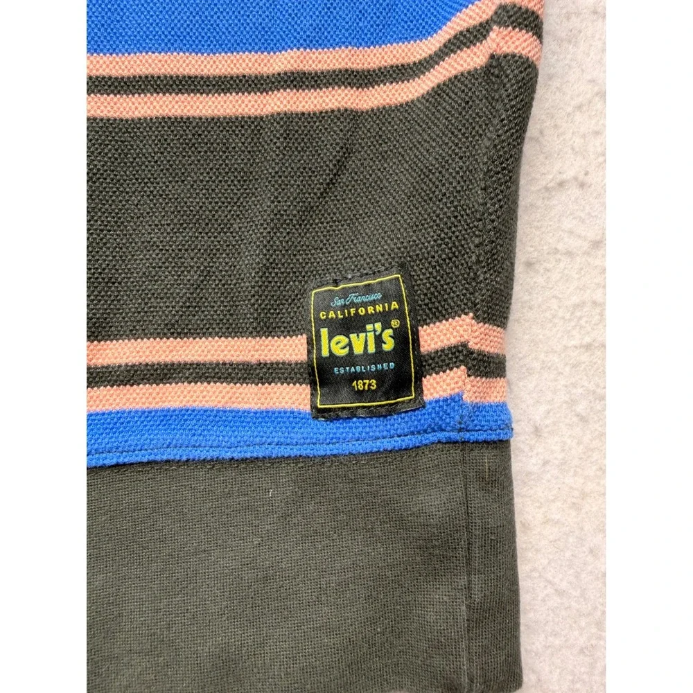 Levis Mens Relaxed Fit Striped Pique Funnel Neck Sweatshirt Blue Black Medium
